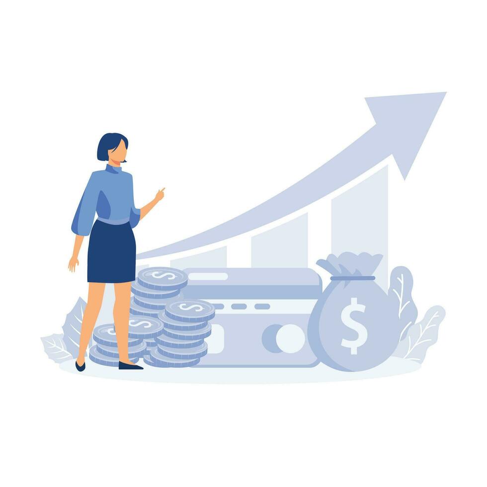 Income growth chart, banking services, financial report graph.  flat vector modern illustration