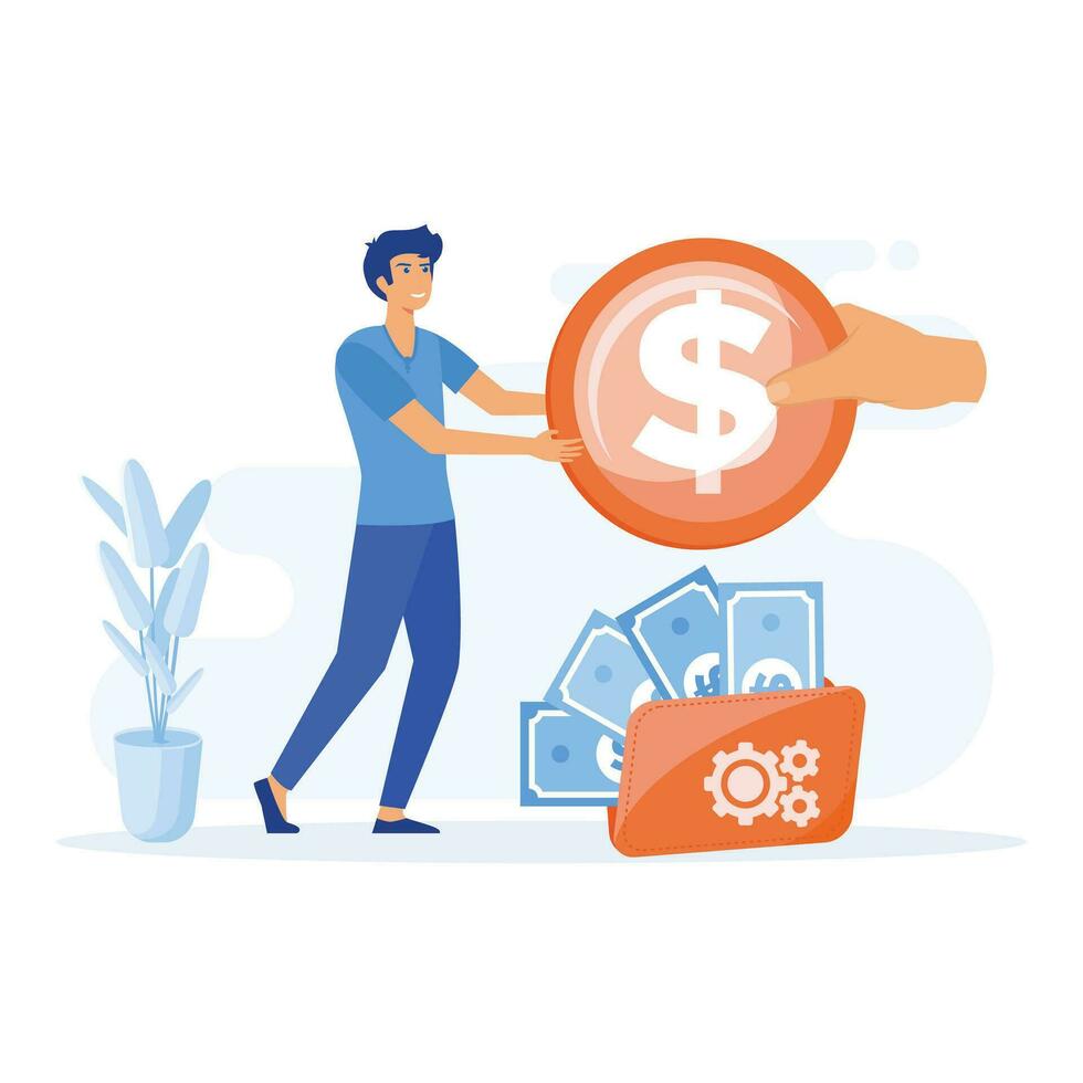 Salary Payment, employee or workers are happy receive a monthly salary, flat vector modern illustration