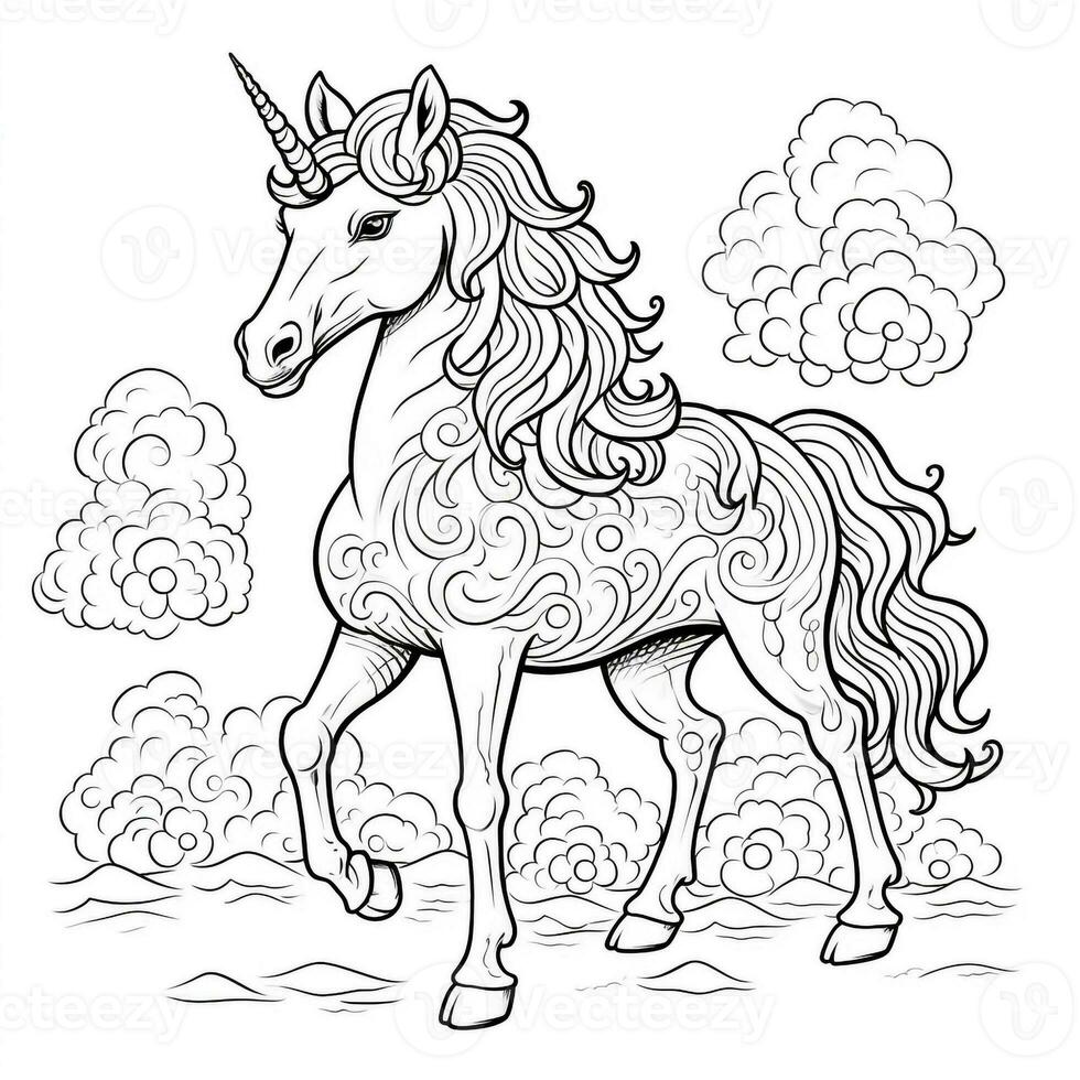 Unicorn Coloring Page For Kids photo