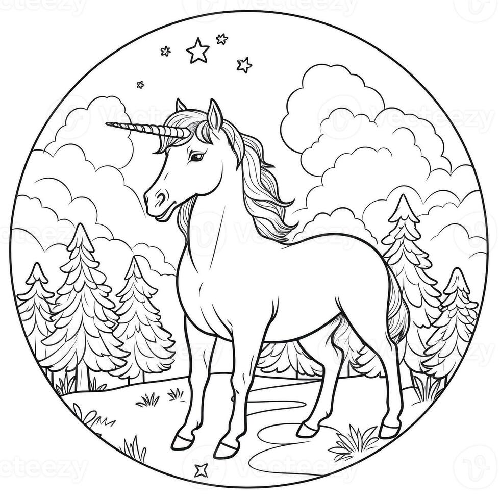 Unicorn Coloring Page For Kids photo