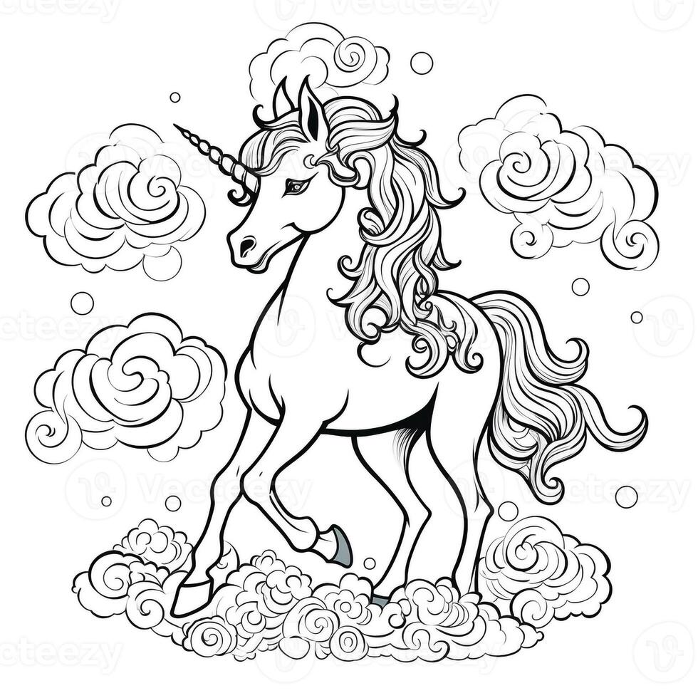 Unicorn Coloring Page For Kids photo