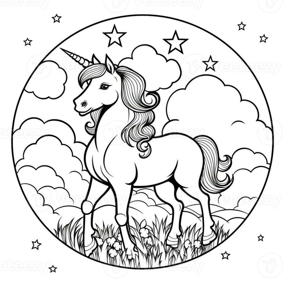 Unicorn Coloring Page For Kids photo