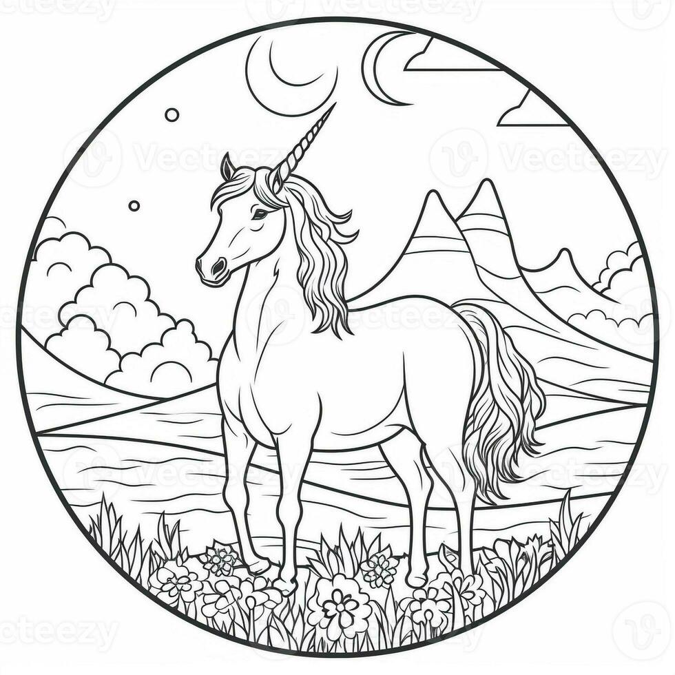 Unicorn Coloring Page For Kids photo