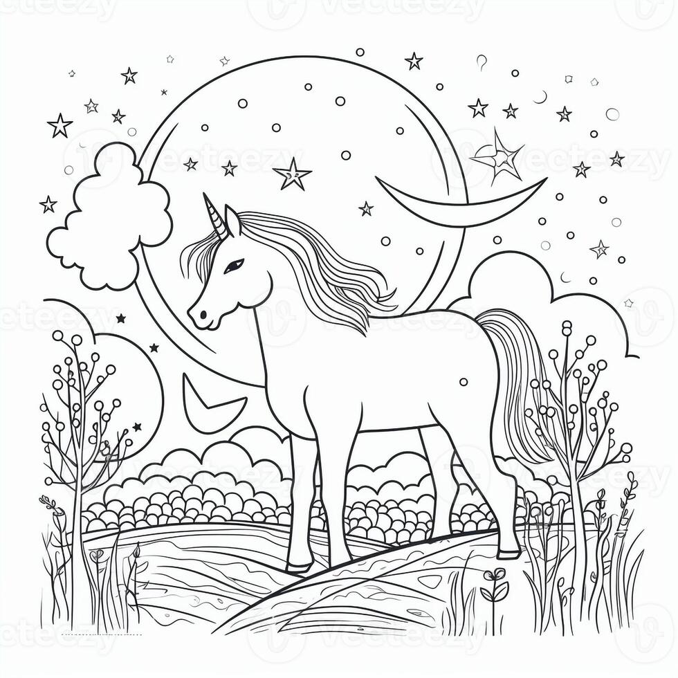 Unicorn Coloring Page For Kids photo