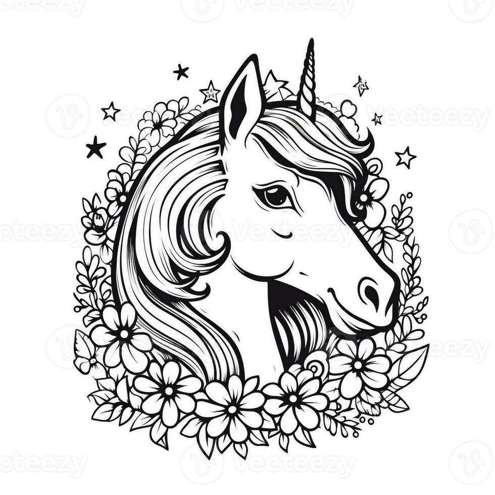 Unicorn Coloring Page For Kids photo