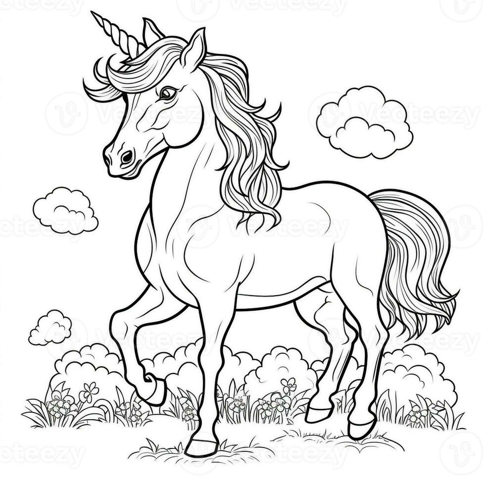 Unicorn Coloring Page For Kids photo