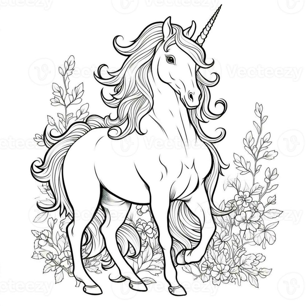 Unicorn Coloring Page For Kids photo