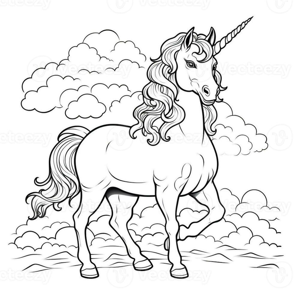 Unicorn Coloring Page For Kids photo