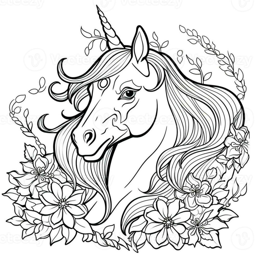 Unicorn Coloring Page For Kids photo