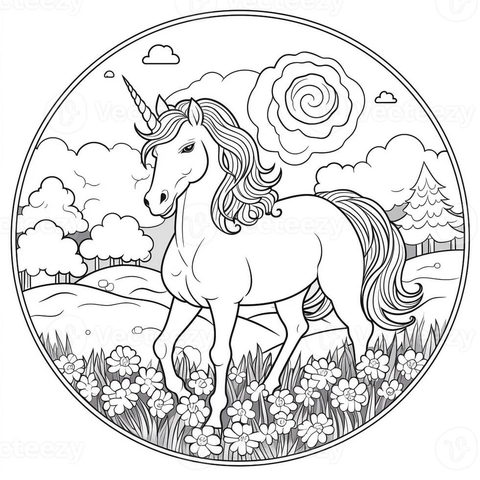 Unicorn Coloring Page For Kids photo