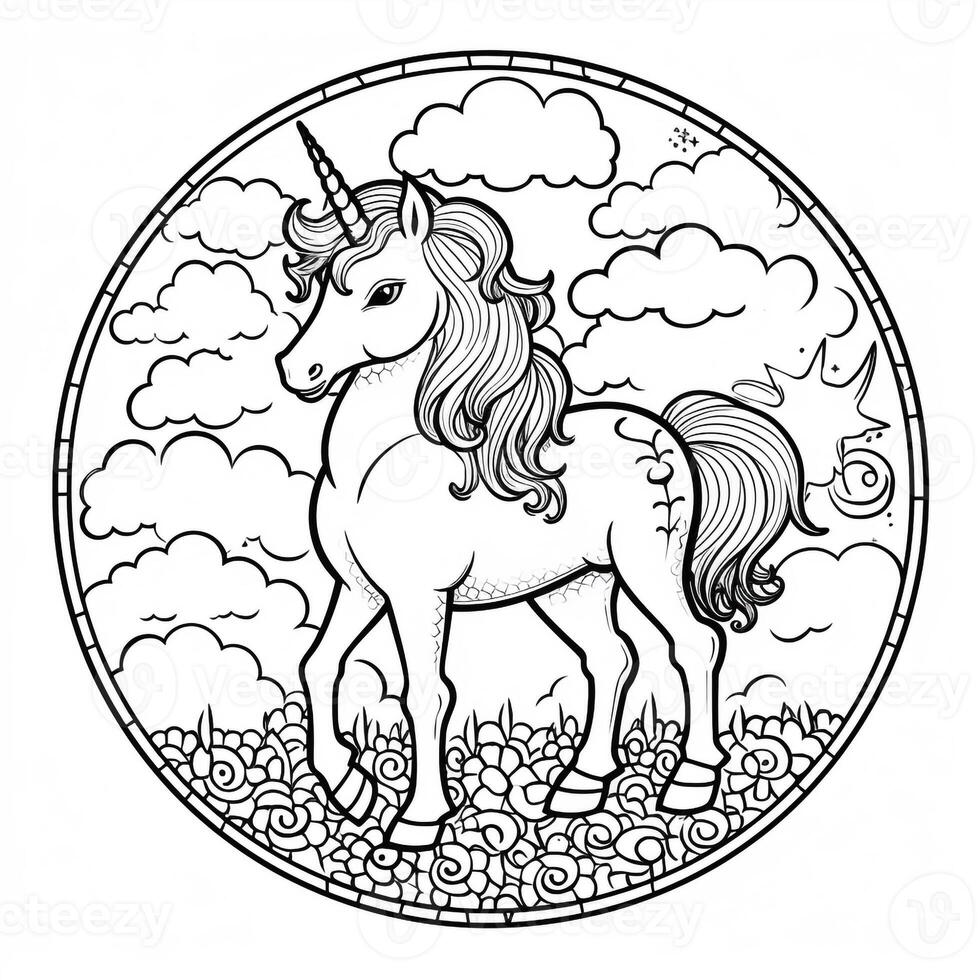 Unicorn Coloring Page For Kids photo