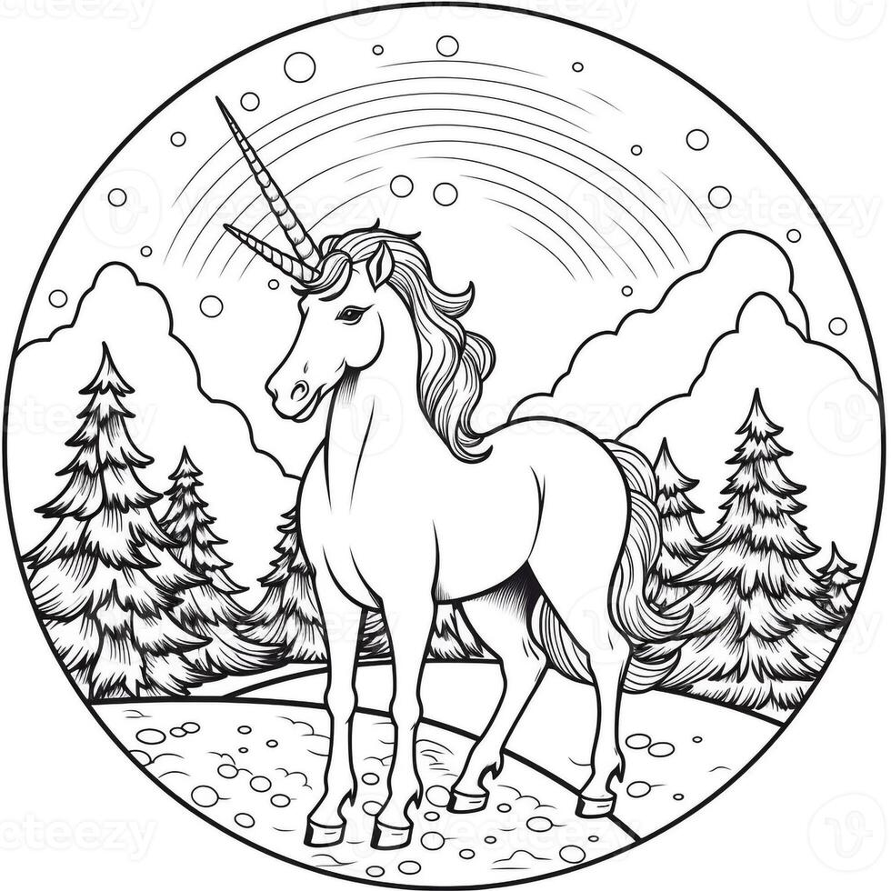 Unicorn Coloring Page For Kids photo