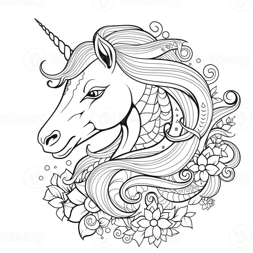 Unicorn Coloring Page For Kids photo