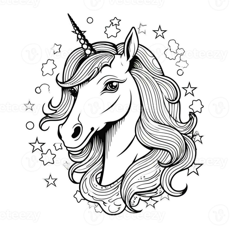 Unicorn Coloring Page For Kids photo