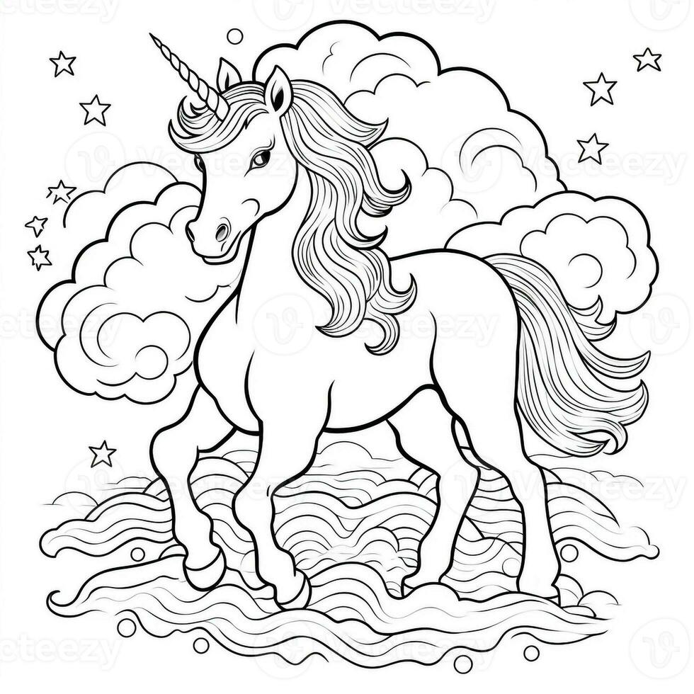 Unicorn Coloring Page For Kids photo