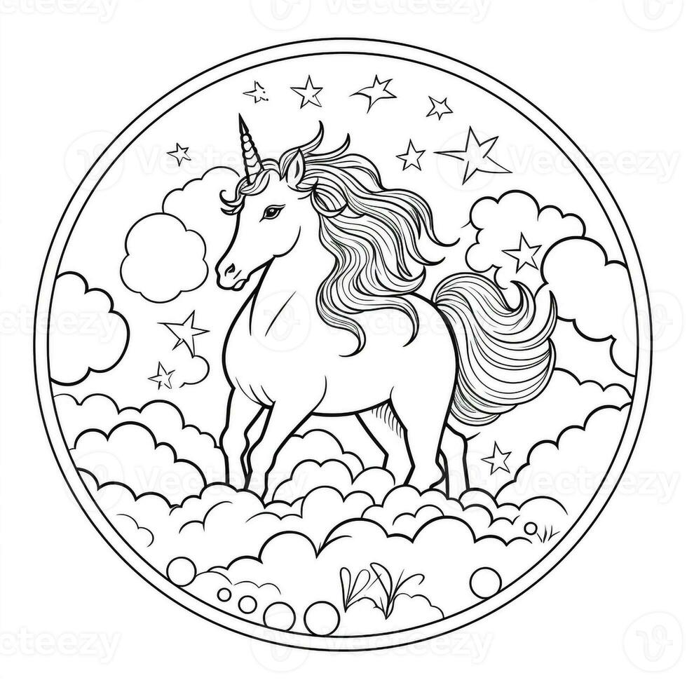 página para colorear de unicornio para niños foto