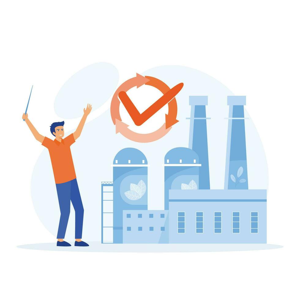 Circular economy, Green energy, eco-industrial development and manufacturing concept, flat vector modern illustration