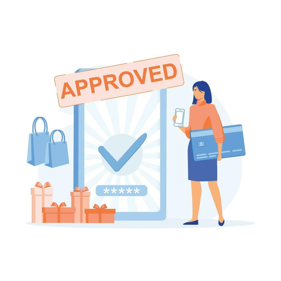Concept of payment approved, Online mobile payment and banking service, flat vector modern illustration