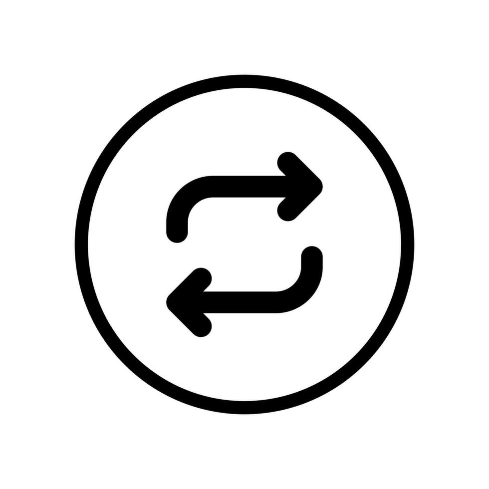 Repost, retweet, share button icon vector in circle line