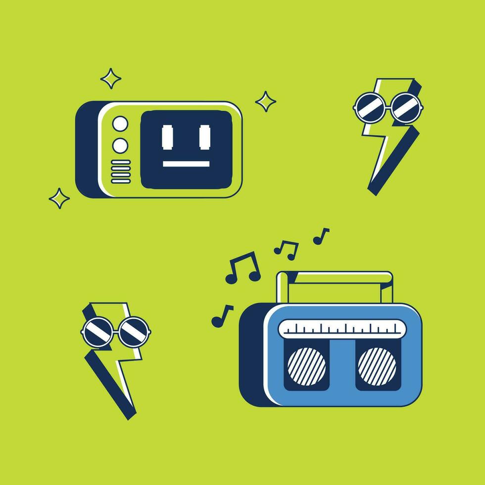 retro vintage electronic set vector