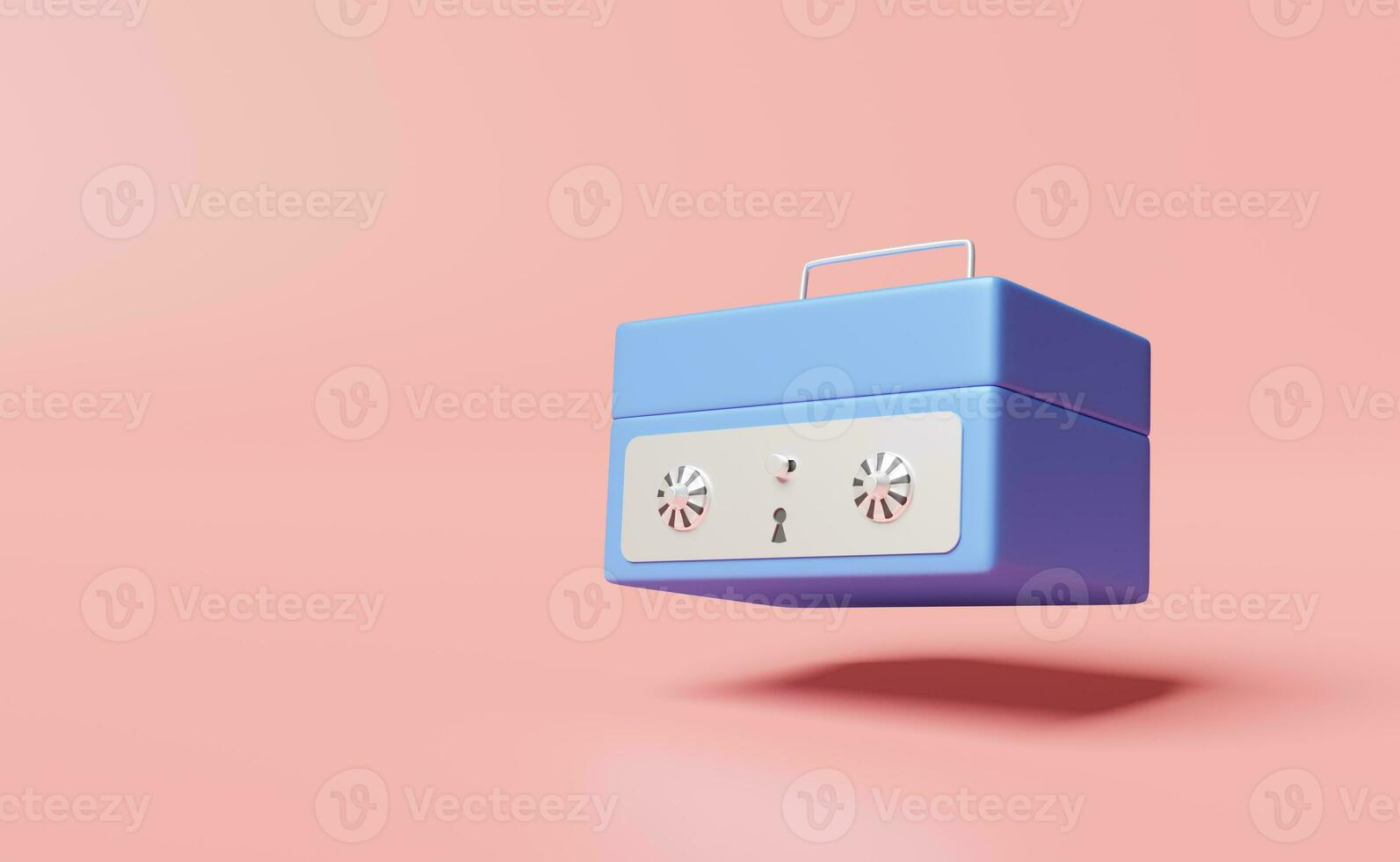 blue safe box isolated on pink background.business banking concept,3d illustration or 3d rendering photo