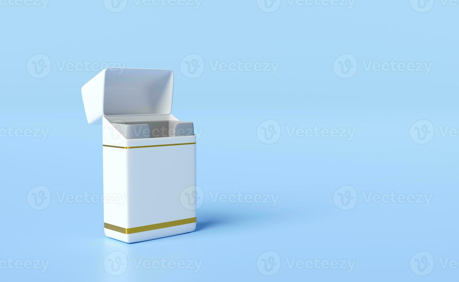 3d open cigarette pack empty isolated on blue background. 3d render illustration photo