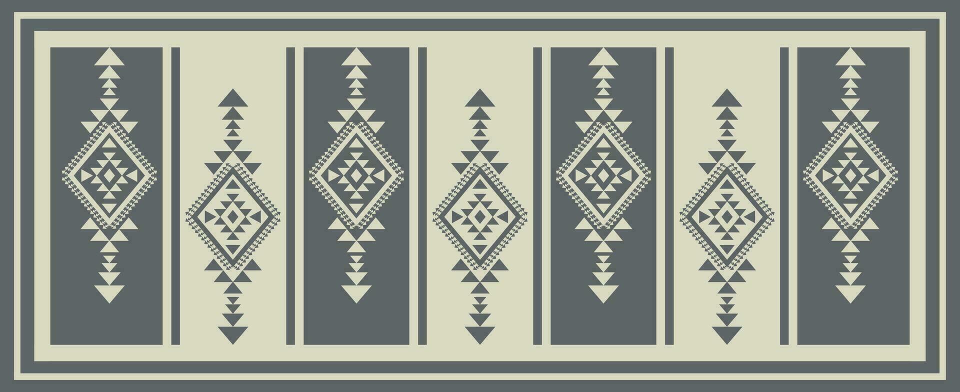 Ethnic southwest geometric pattern. Aztec Navajo geometric shape monochrome color pattern. Southwest Navajo geometric pattern use for border, carpet, area rug, tapestry, runner decorative, etc. vector