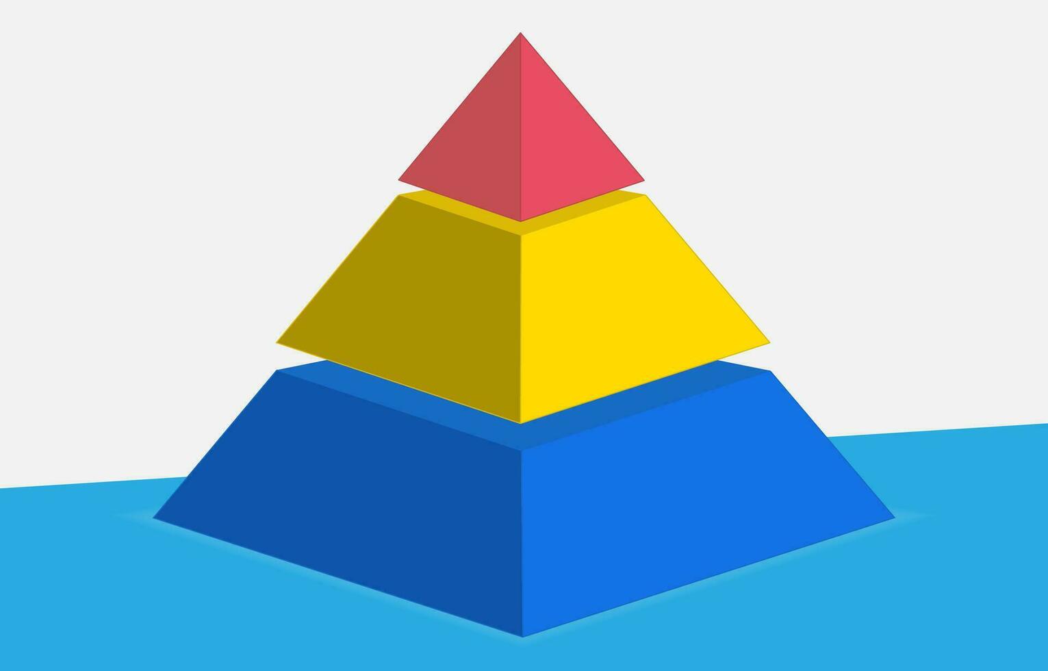 Isometric pyramid divided into 3 parts. Infographic business chart. vector