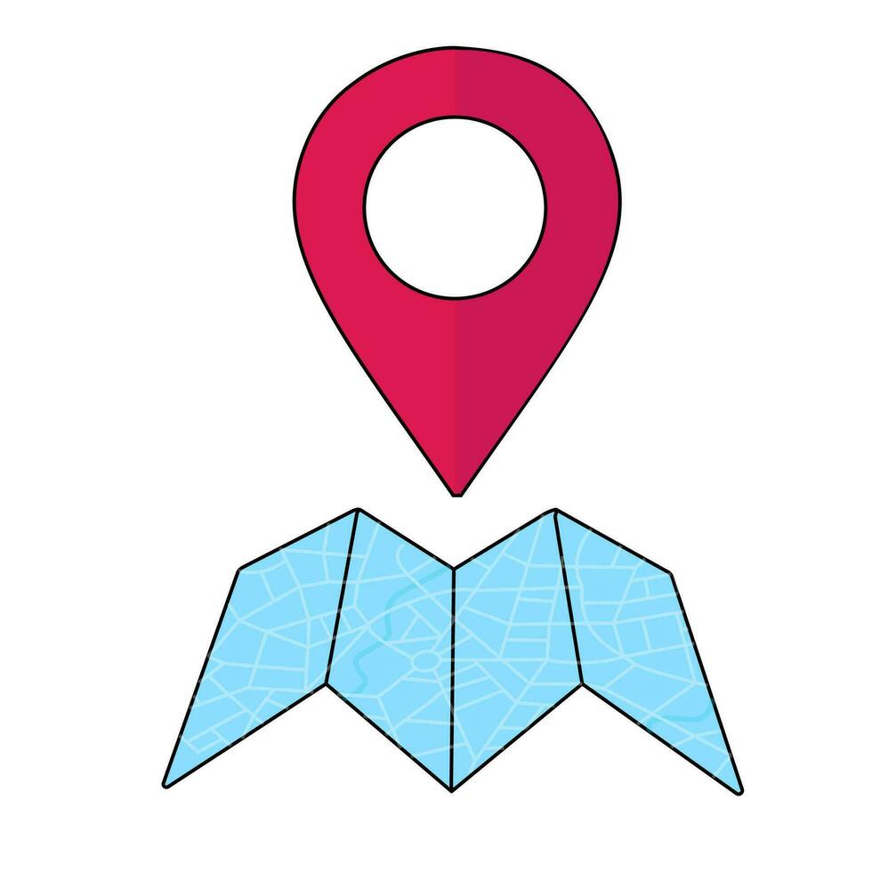 Map with a red color Location navigator pin. vector