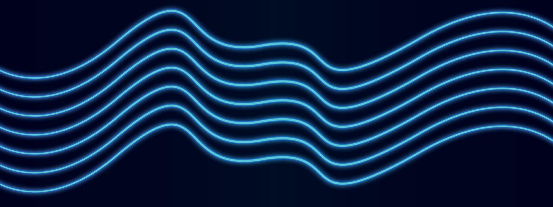 azul olas en un oscuro antecedentes. resumen moderno neón, azul colores ola línea antecedentes. vistoso dinámica degradado fluir curva forma. brillante modelo azul cuadrícula líneas antecedentes. composición de formularios vector