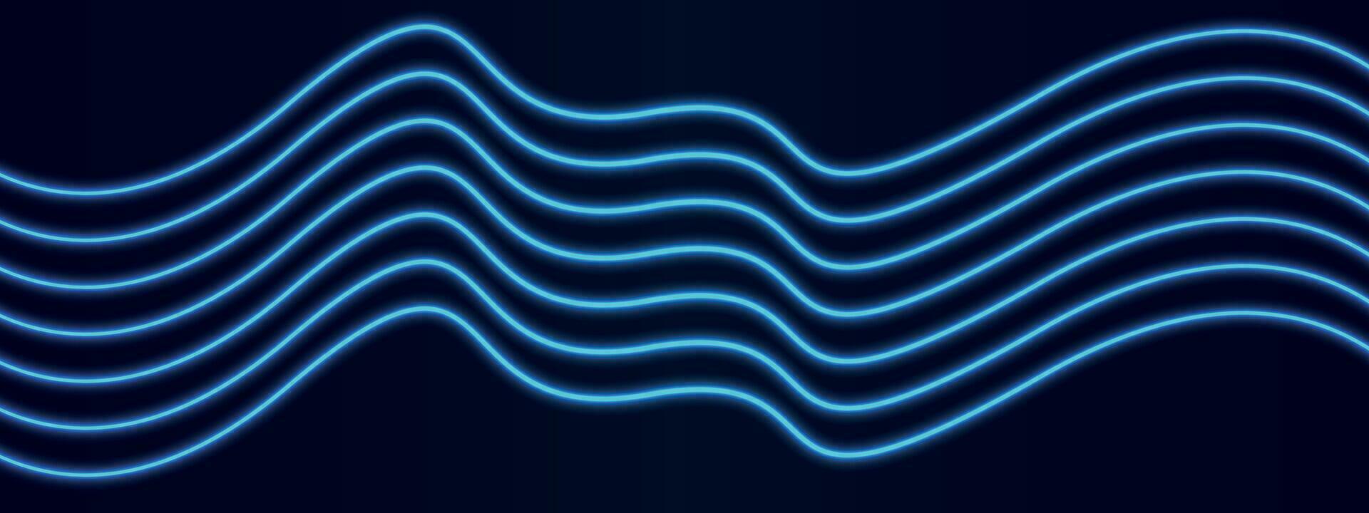 blue waves on a dark background. Abstract modern neon, blue colors wave line background. Colorful dynamic gradient flow curve shape. Bright pattern blue grid lines background. Composition of forms. vector