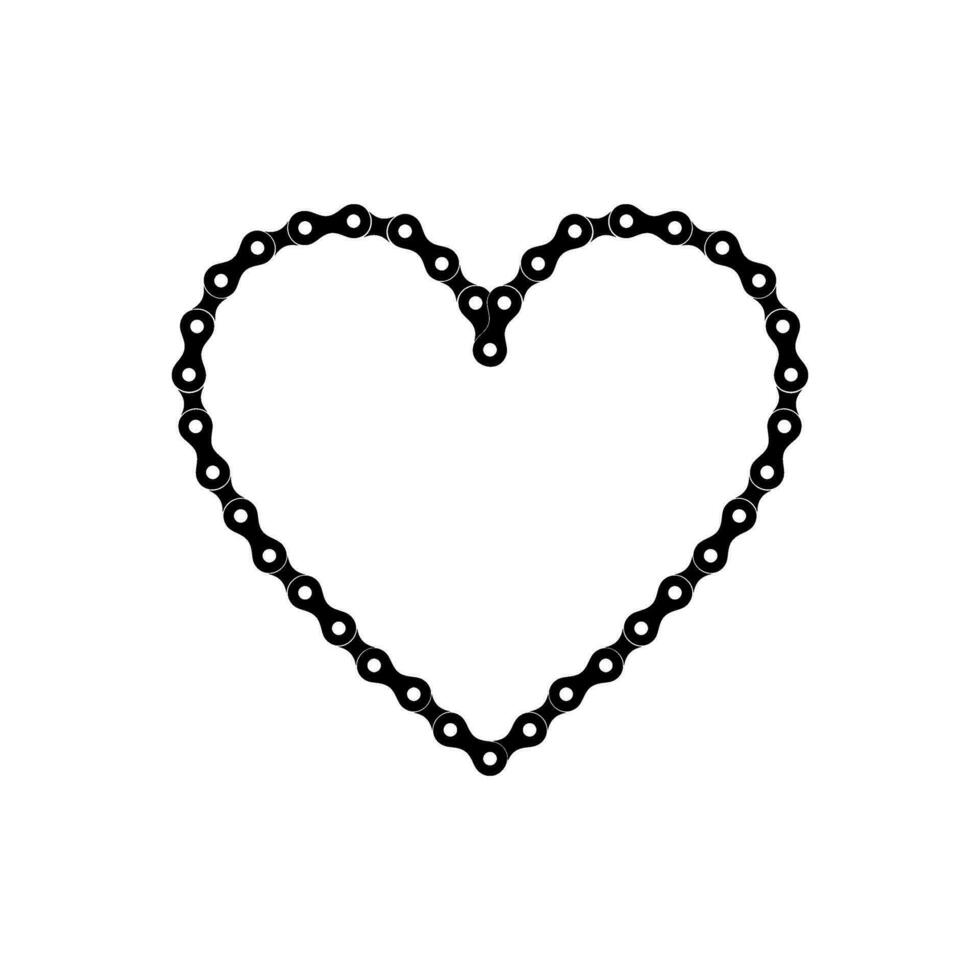Heart Shape, Love Icon Symbol, Composed by Silhouette of the Chain of the Motor, Motorcycle, Bike, Bicycle or Machine, can use for Logo Type, Apps, Website, Art Illustration or Graphic Design Element vector