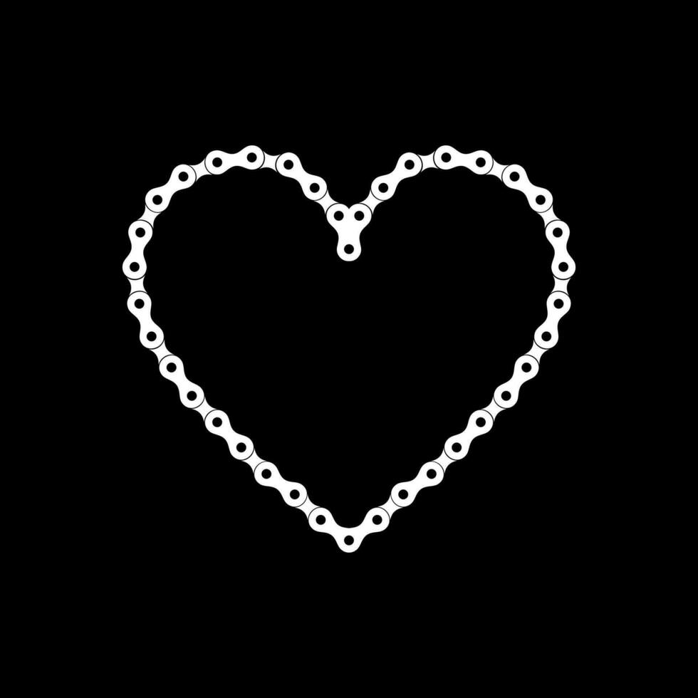Heart Shape, Love Icon Symbol, Composed by Silhouette of the Chain of the Motor, Motorcycle, Bike, Bicycle or Machine, can use for Logo Type, Apps, Website, Art Illustration or Graphic Design Element vector