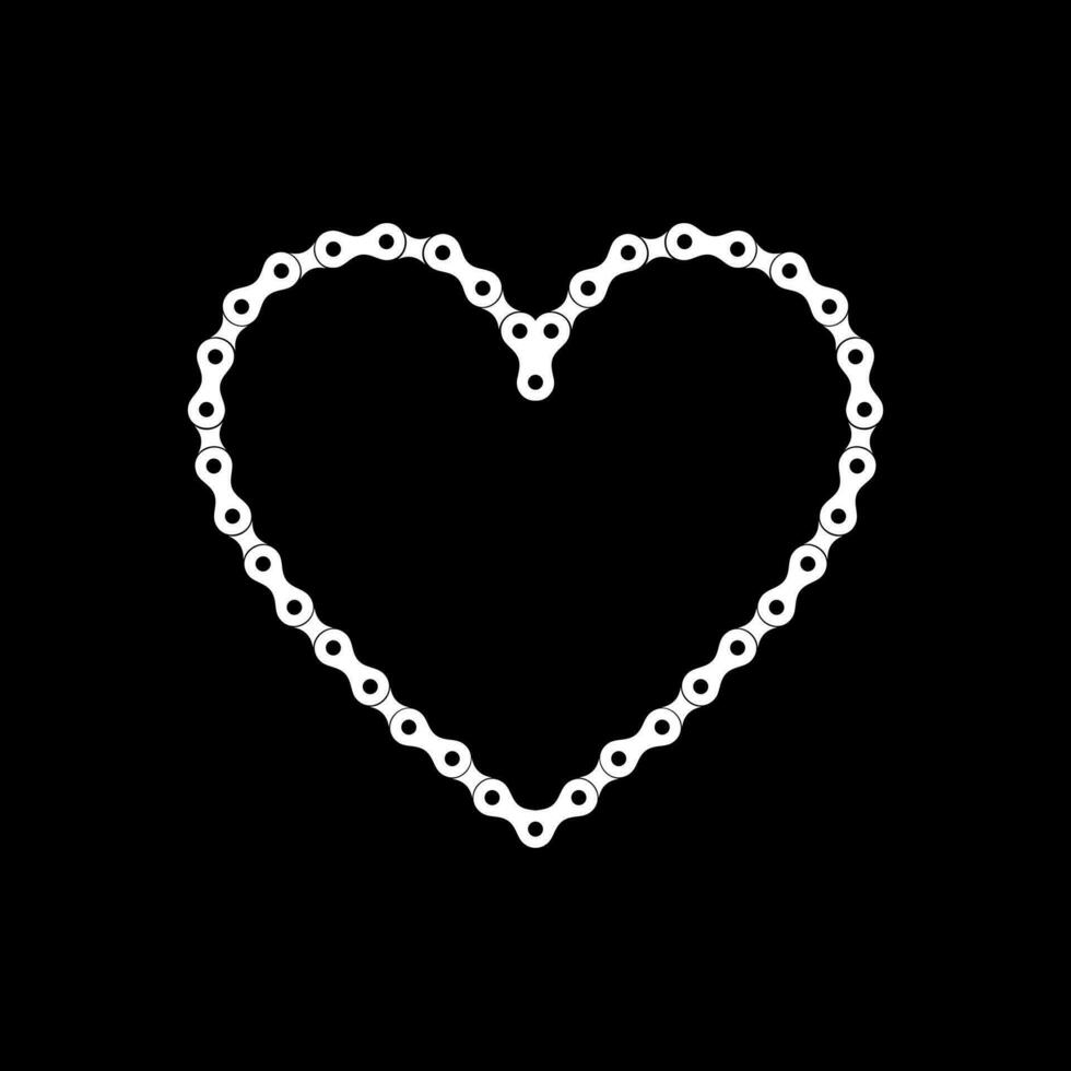 Heart Shape, Love Icon Symbol, Composed by Silhouette of the Chain of the Motor, Motorcycle, Bike, Bicycle or Machine, can use for Logo Type, Apps, Website, Art Illustration or Graphic Design Element vector