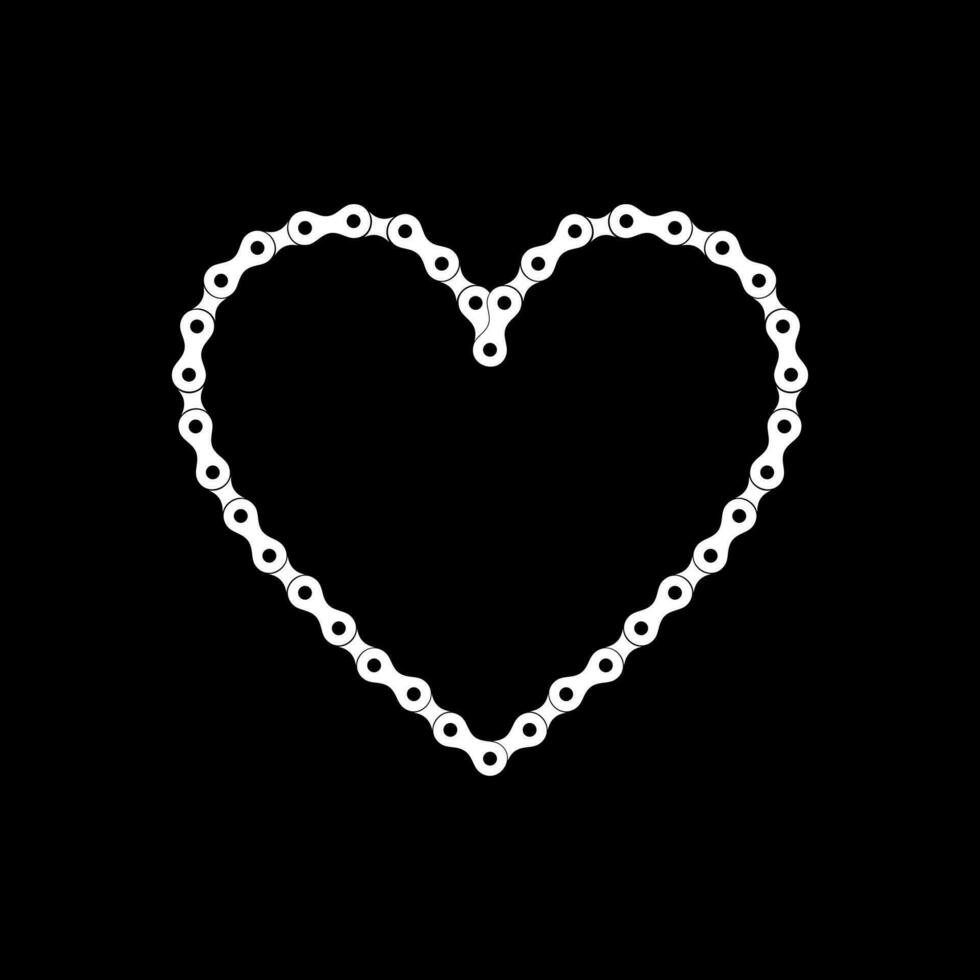 Heart Shape, Love Icon Symbol, Composed by Silhouette of the Chain of the Motor, Motorcycle, Bike, Bicycle or Machine, can use for Logo Type, Apps, Website, Art Illustration or Graphic Design Element vector