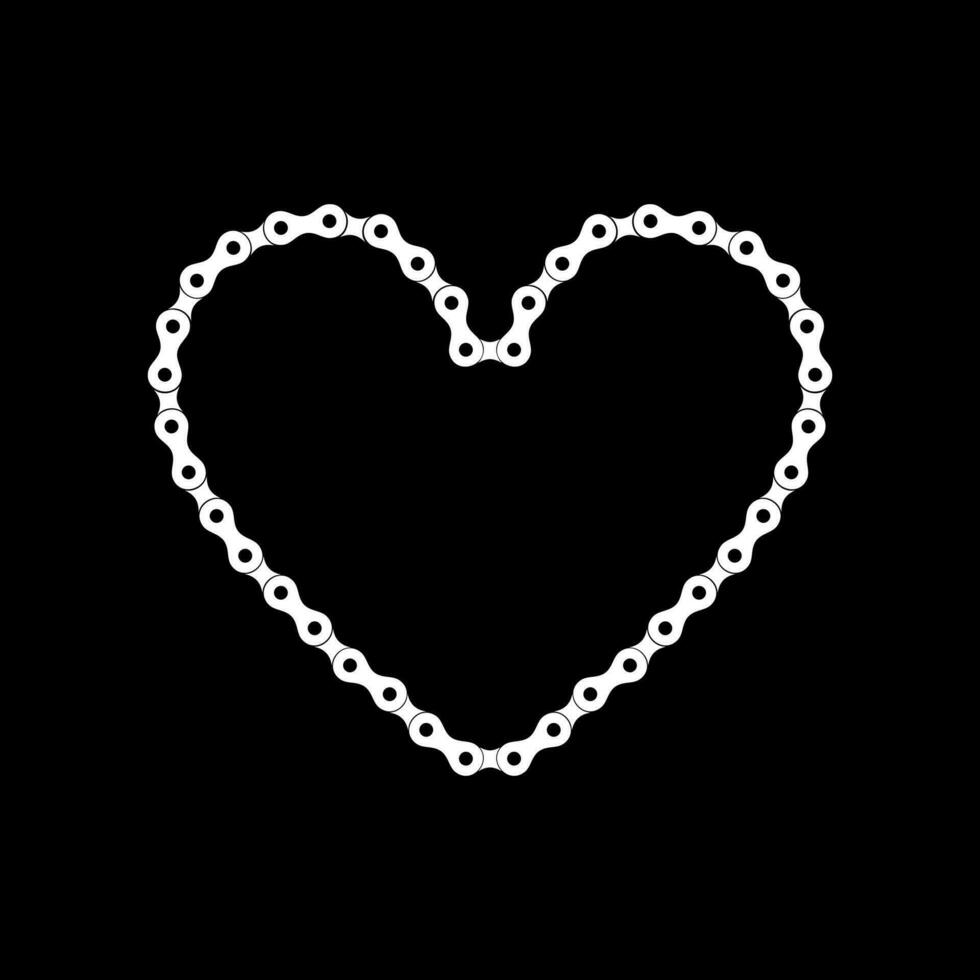 Heart Shape, Love Icon Symbol, Composed by Silhouette of the Chain of the Motor, Motorcycle, Bike, Bicycle or Machine, can use for Logo Type, Apps, Website, Art Illustration or Graphic Design Element vector