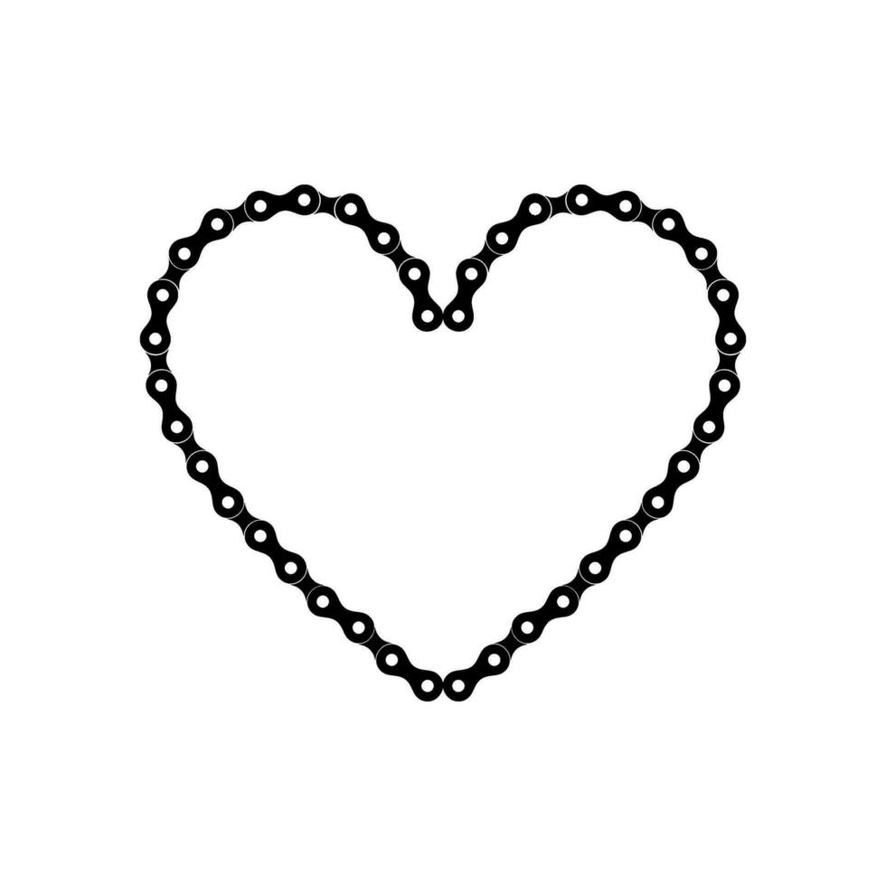 corazón forma, amor icono símbolo, compuesto por silueta de el cadena de el motor, motocicleta, bicicleta, bicicleta o máquina, lata utilizar para logo tipo, aplicaciones, sitio web, Arte ilustración o gráfico diseño elemento vector