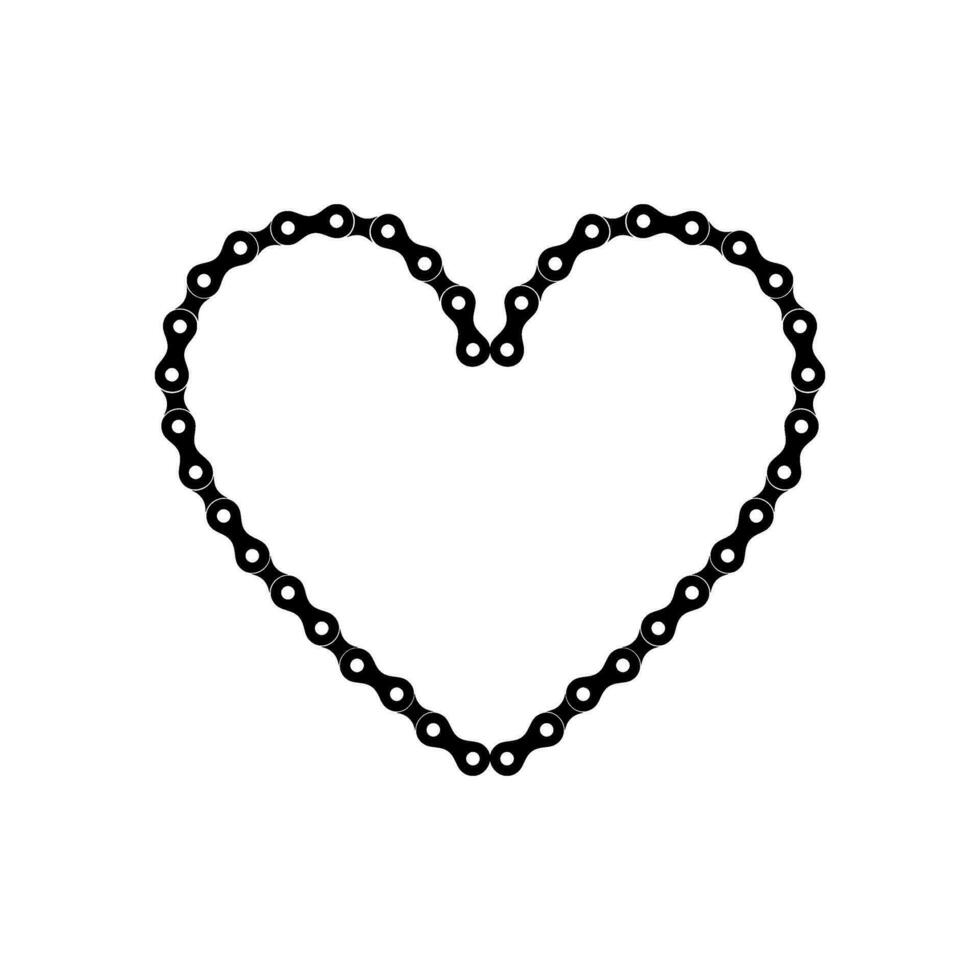 Heart Shape, Love Icon Symbol, Composed by Silhouette of the Chain of the Motor, Motorcycle, Bike, Bicycle or Machine, can use for Logo Type, Apps, Website, Art Illustration or Graphic Design Element vector