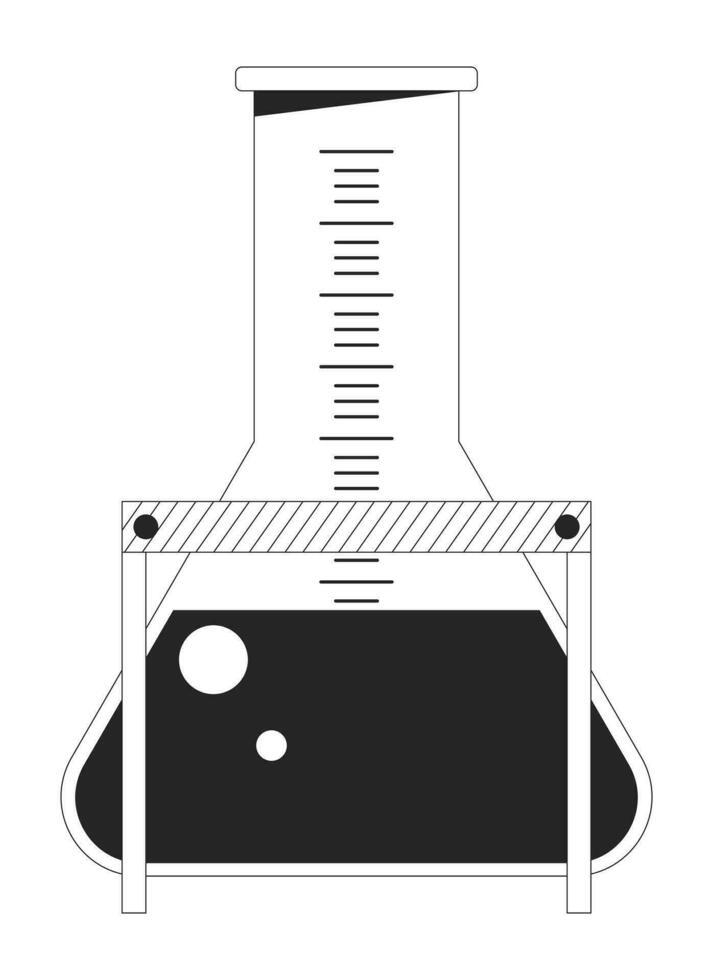 Measuring flax with liquid flat monochrome isolated vector object. Chemistry. Editable black and white line art drawing. Simple outline spot illustration for web graphic design