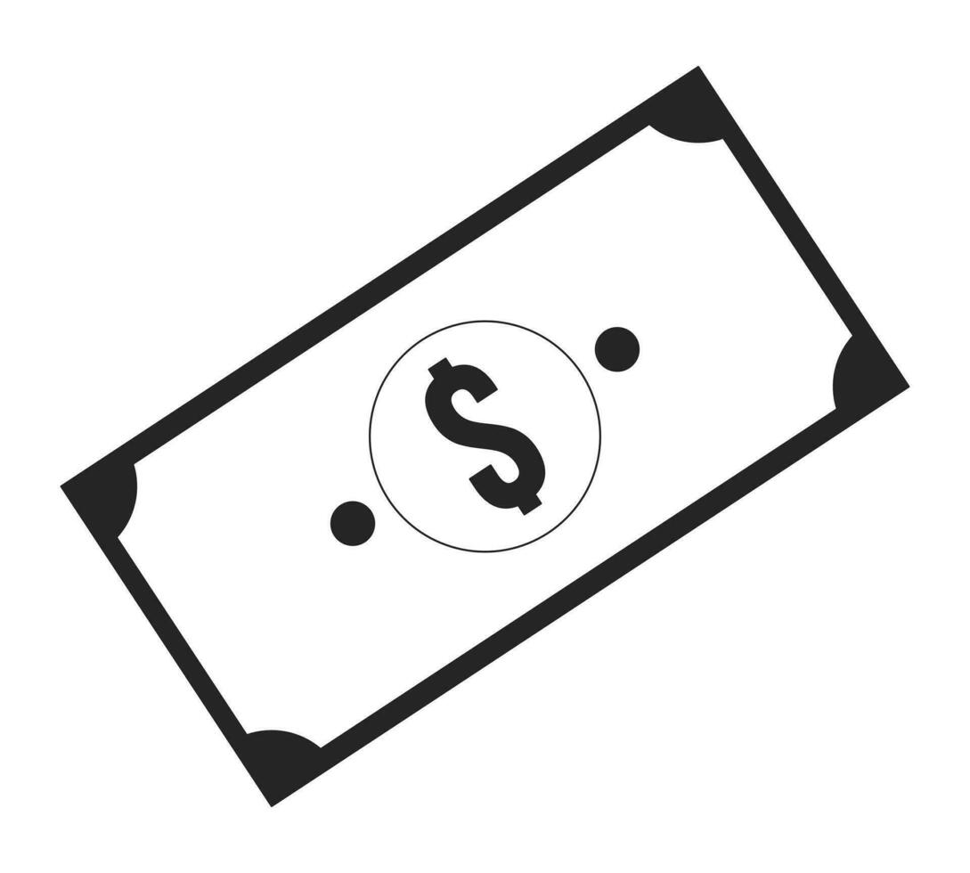 Banknote flat monochrome isolated vector object. Paper money. Editable