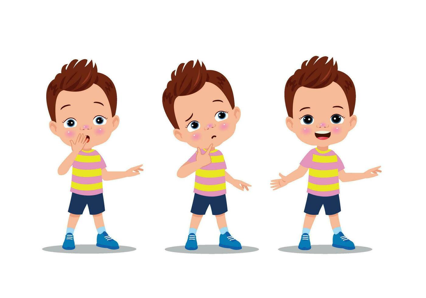 Little Kid With Different Emotions vector
