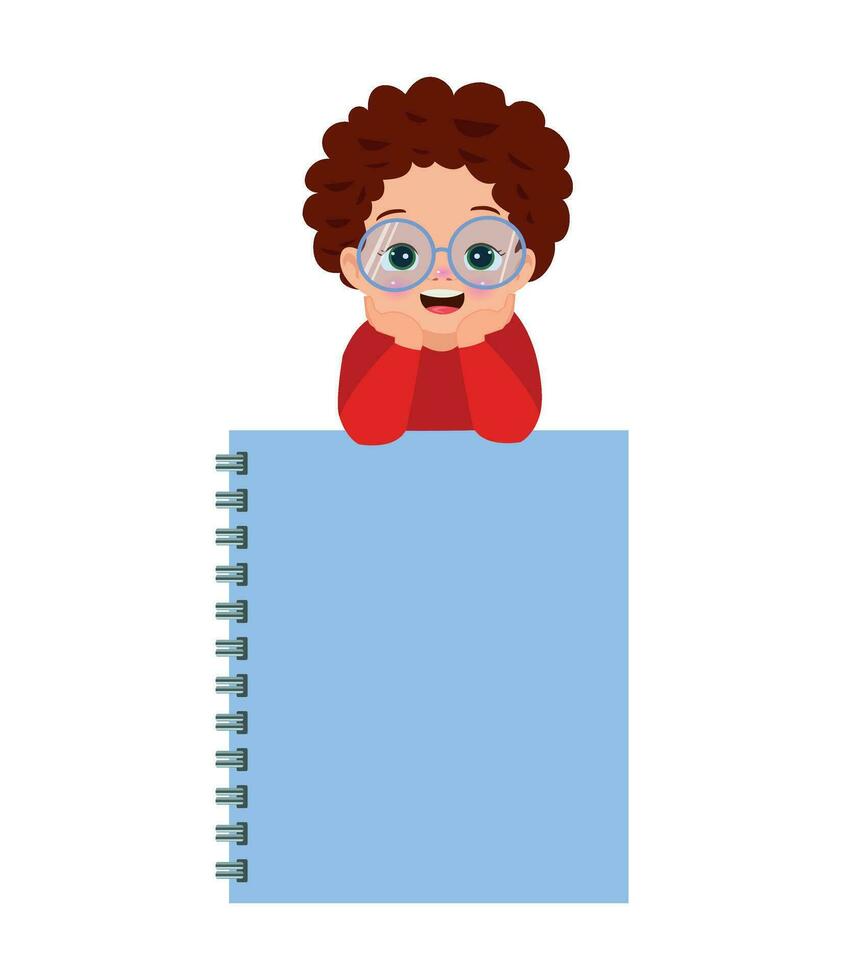 Your text here cute boy holding note paper vector