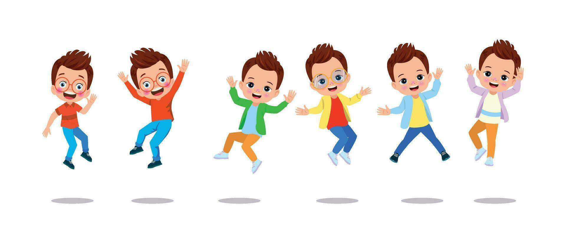 happy school kids jump vector illustration isolated