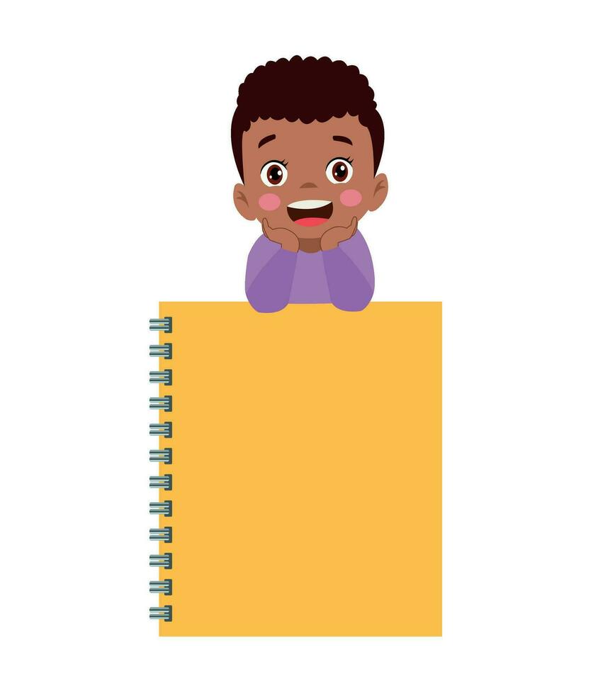 Your text here cute boy holding note paper vector