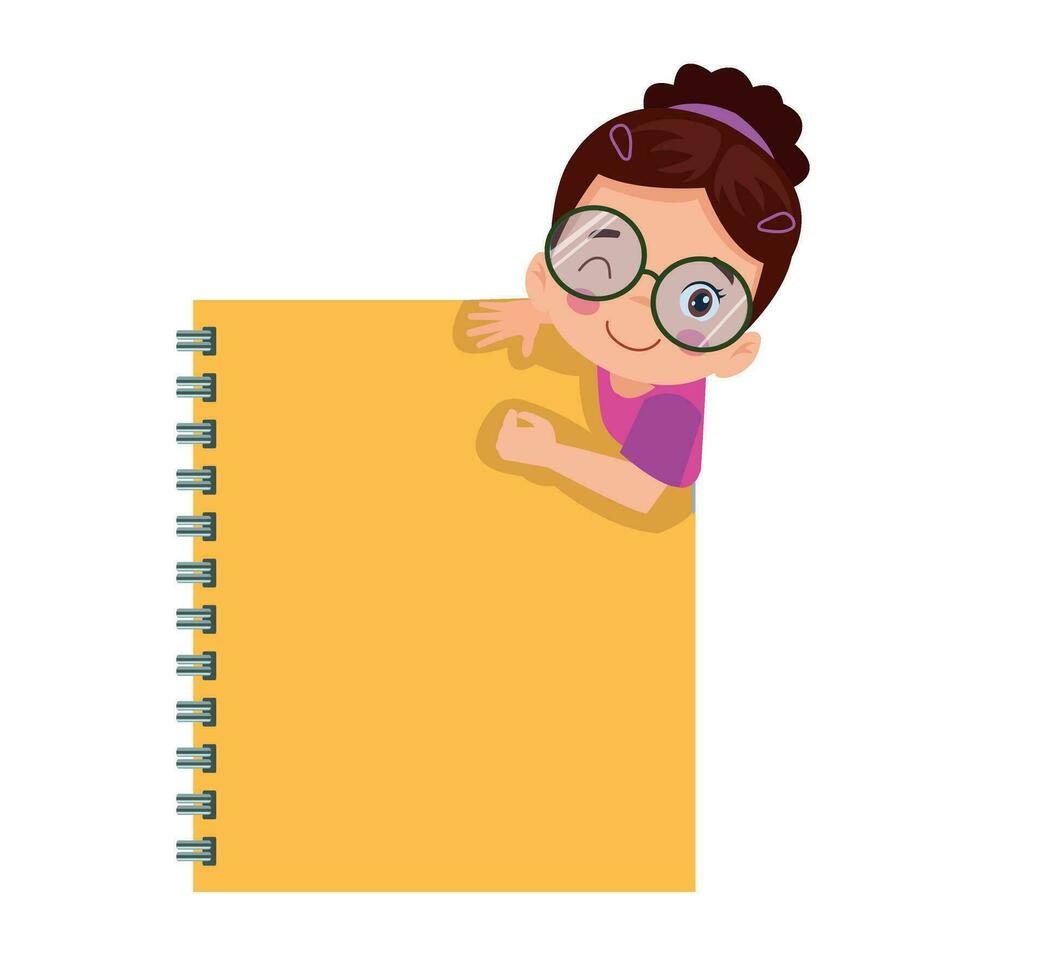 Your text here cute boy holding note paper vector