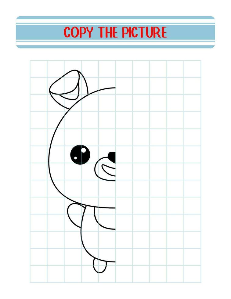 Repeat the picture. Coloring book for kids. Children's education. Cartoon animal dog. vector