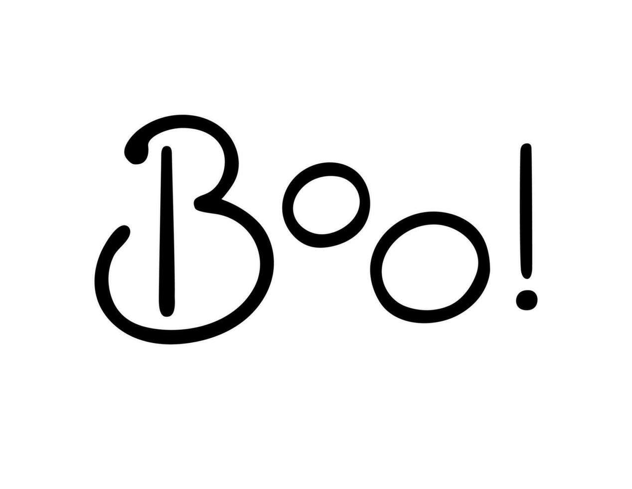 Boo Traditional Halloween scary phrase holiday design element quote for poster, greeting card, invitation, cartoon style handwritten word, cute lettering for kids vector