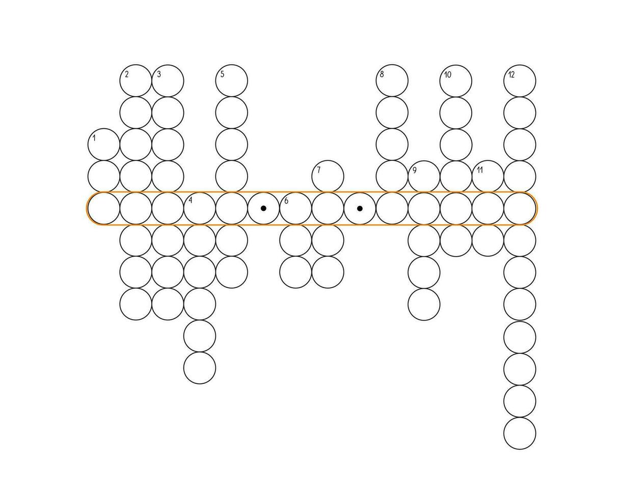 Blank crossword puzzle grid, empty template circles to fill in for riddle, educational or leisure game, ready to be used for making any word puzzle vector
