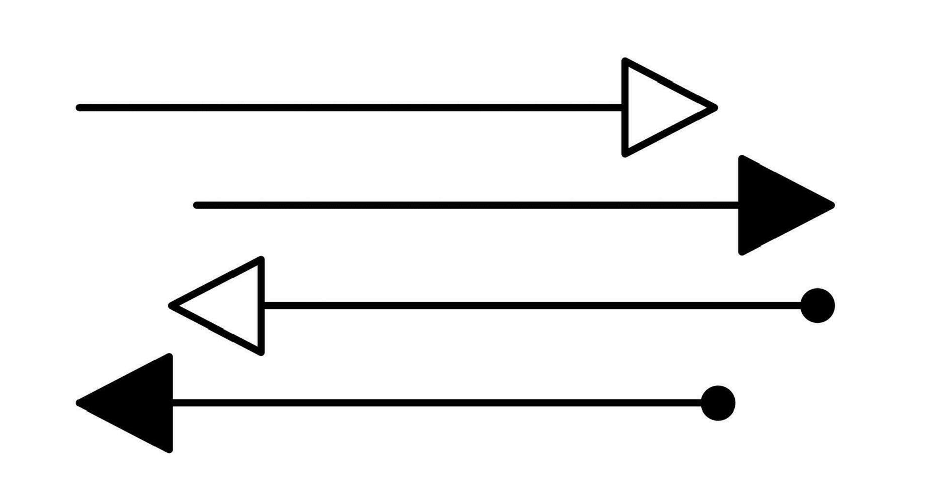 flechas conjunto sencillo mano dibujado vector ilustración, horizontal firmar señalando dirección a Derecha