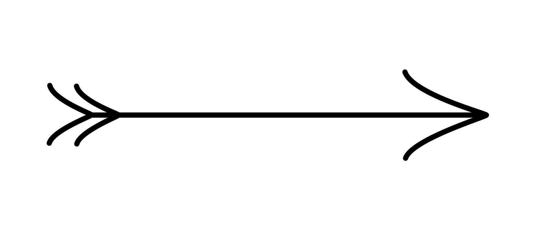 Arrow simple hand drawn vector illustration, horizontal sign pointing direction to right
